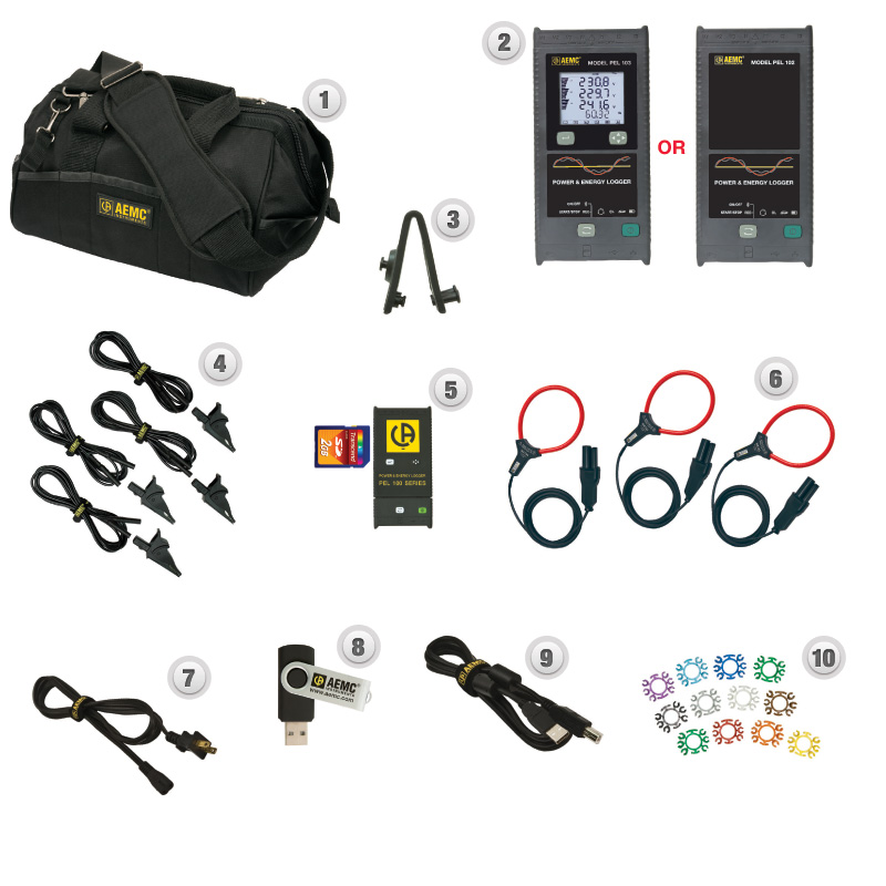 Included with the AEMC PEL 103 Power and Energy Logger