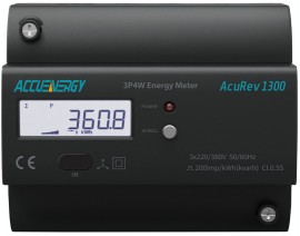 Accuenergy AcuRev 1312-5A-X1 DIN Rail Power/Energy Meter, 5 A/1 A CT input, relay output-