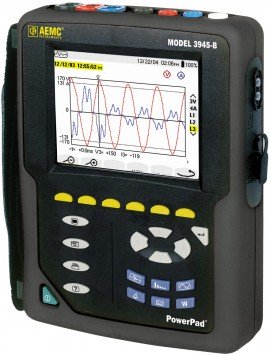 AEMC 3945-B PowerPad Power Quality Analyzer Kit with 3x MN193 Clamp-on CT (6A/120A)-
