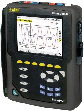 AEMC 3945-B PowerPad Power Quality Analyzer Kit with 3x MN93 Clamp-on CT (240A)-