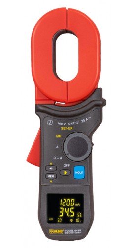 AEMC 6418 Ground Resistance Tester, 0.1 to 1200 &amp;ohm;, 0.5 to 20 A-