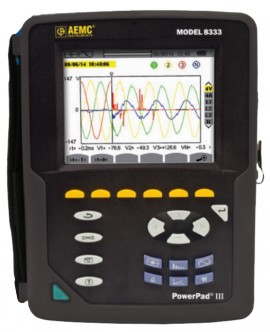 AEMC 8333 True RMS Power Quality Analyzer with three current probes, three-phase, 40 to 69 Hz-
