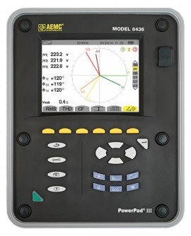 AEMC 8436 PowerPad&amp;reg; Three-Phase Power Quality Analyzer with AmpFlex sensors, 2000 V, 10 kA-
