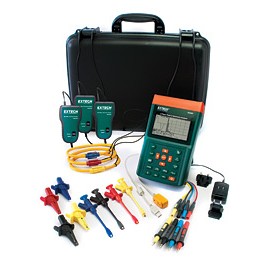 Extech PQ3350-1-NIST 3-Phase Power &amp; Harmonics Analyzer, 12" Flexible Current Clamp Probes, -