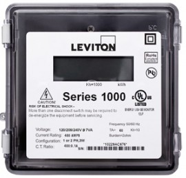 Leviton 1R480-041 Outdoor Dual Element kWh Meter, MAX 400A, Meter Only-