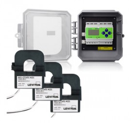 Leviton 41OUB-01B Outdoor Series 4100 Universal Voltage Bi-Directional 3-Phase 3W/4W BACnet MS/TP Meter Kits 100A Split Core CTs Included-