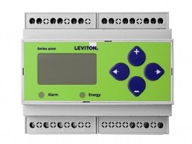 Leviton 4DUMR-00R DIN-Rail Series 4100 Universal Voltage Bi-Directional 3-Phase 3W/4W Modbus Meter Only-