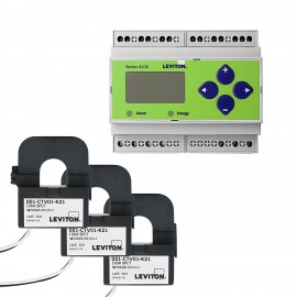 Leviton 4DUMR-08M Din-Rail Series 4100 Universal Voltage Bi-Directional 3-Phase 3W/4W Modbus Meter Kits 800A Split Core CTs Included-